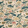 G P & J Baker Heron & Lotus Flower Indigo/Pink Drapery Fabric