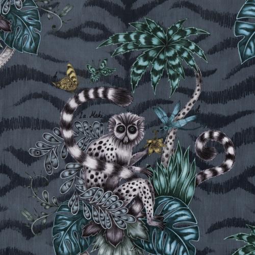 Clarke & Clarke LEMUR VELVET NAVY Fabric