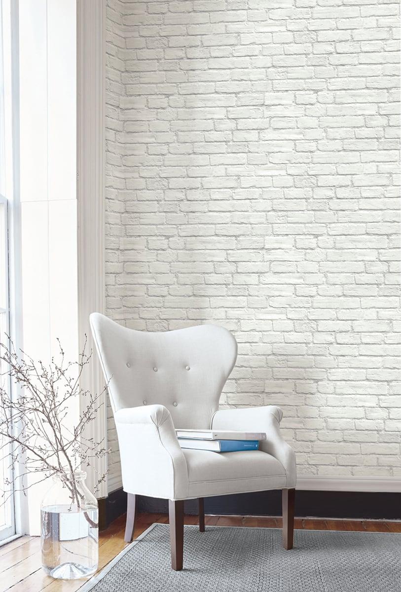 Seabrook Vintage White Brick Off-White Wallpaper – DecoratorsBest