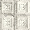 Seabrook Distressed Tin Tile Linen & Charcoal Wallpaper