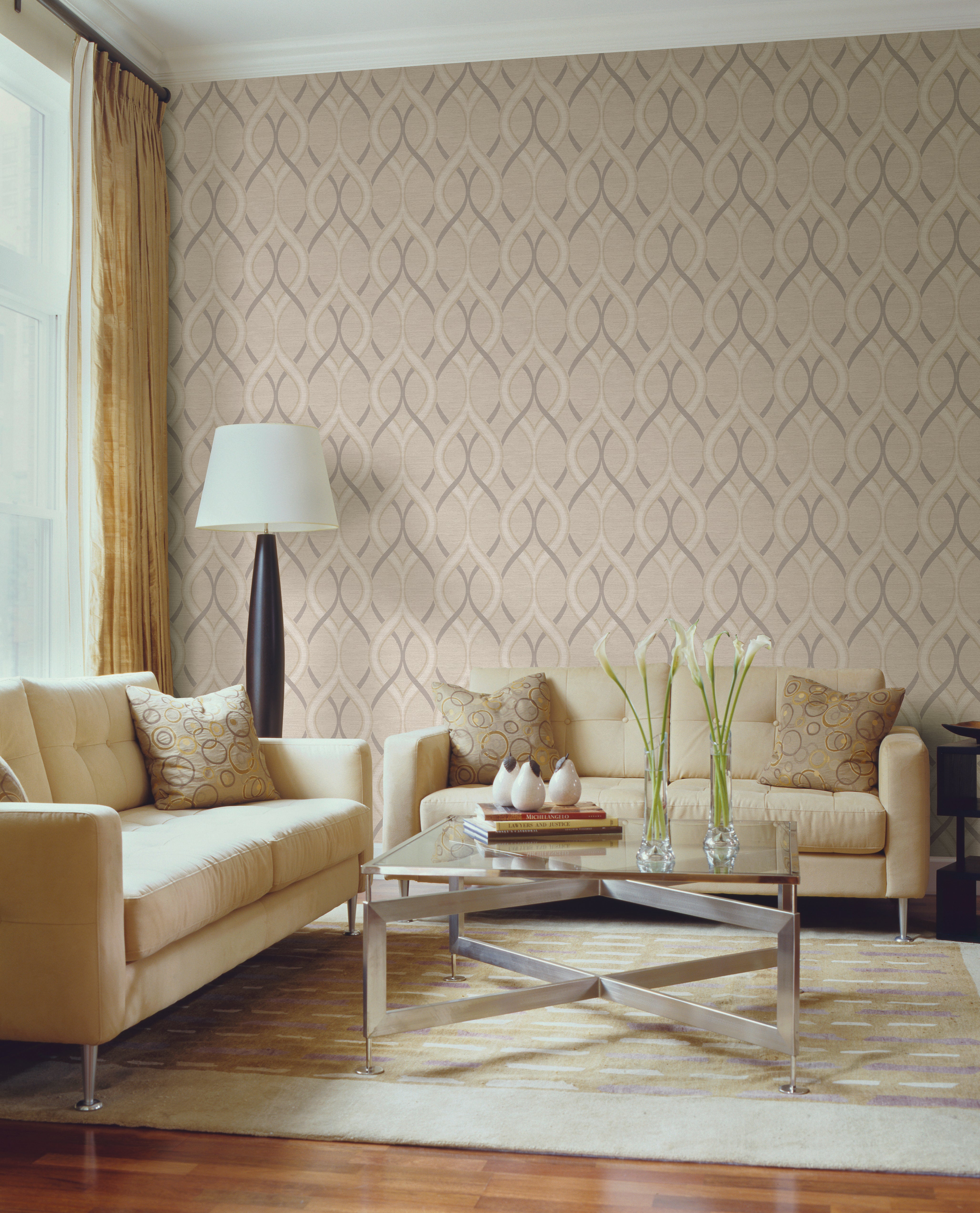 A Street Prints Frequency Beige Ogee Wallpaper DecoratorsBest