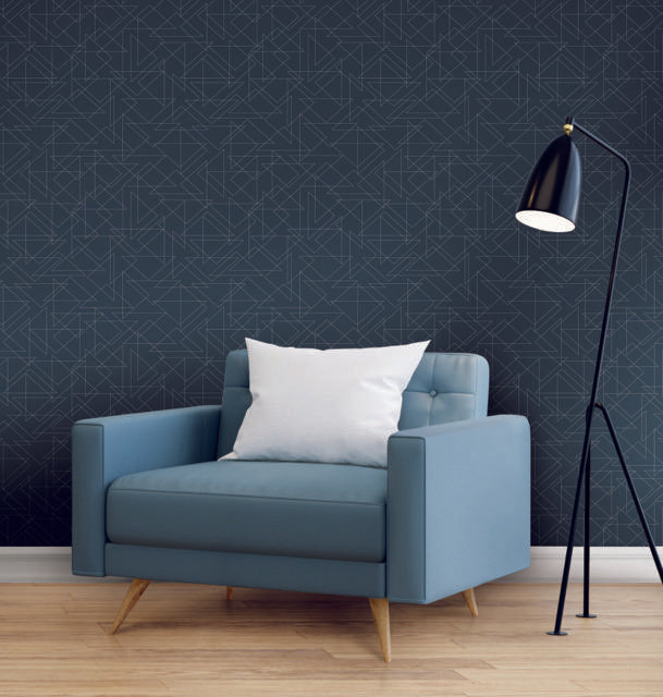 York Triangulation Peel and Stick Navy Wallpaper