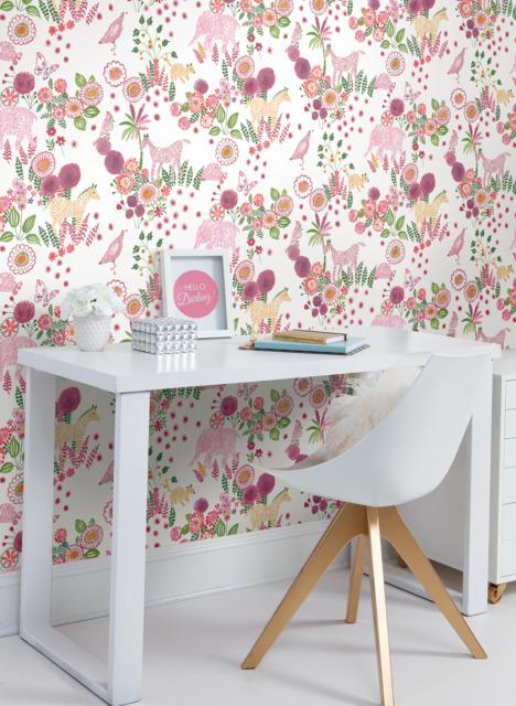 York Reverie Peel and Stick Pink/Green Wallpaper