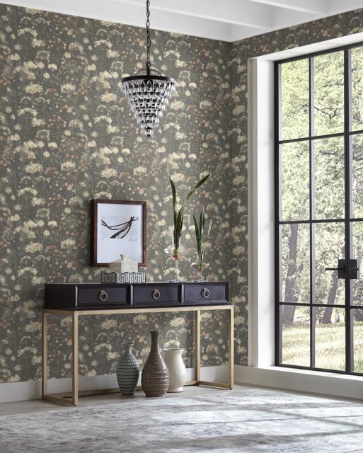 Candice Olson Botanical Fantasy Black Wallpaper