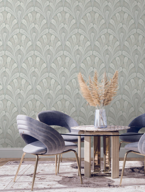 York Petite Ogee Green Wallpaper