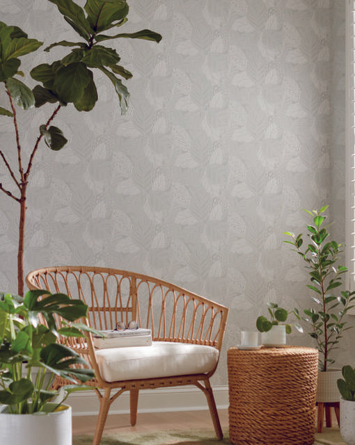 York Vinca Flint Grey Wallpaper