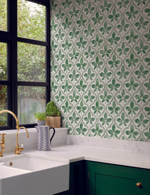 York Sevilla Clover Green Wallpaper