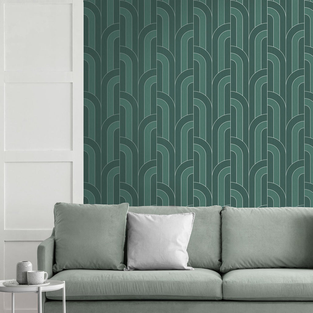 Brewster Home Fashions Ezra Arch Teal Wallpaper