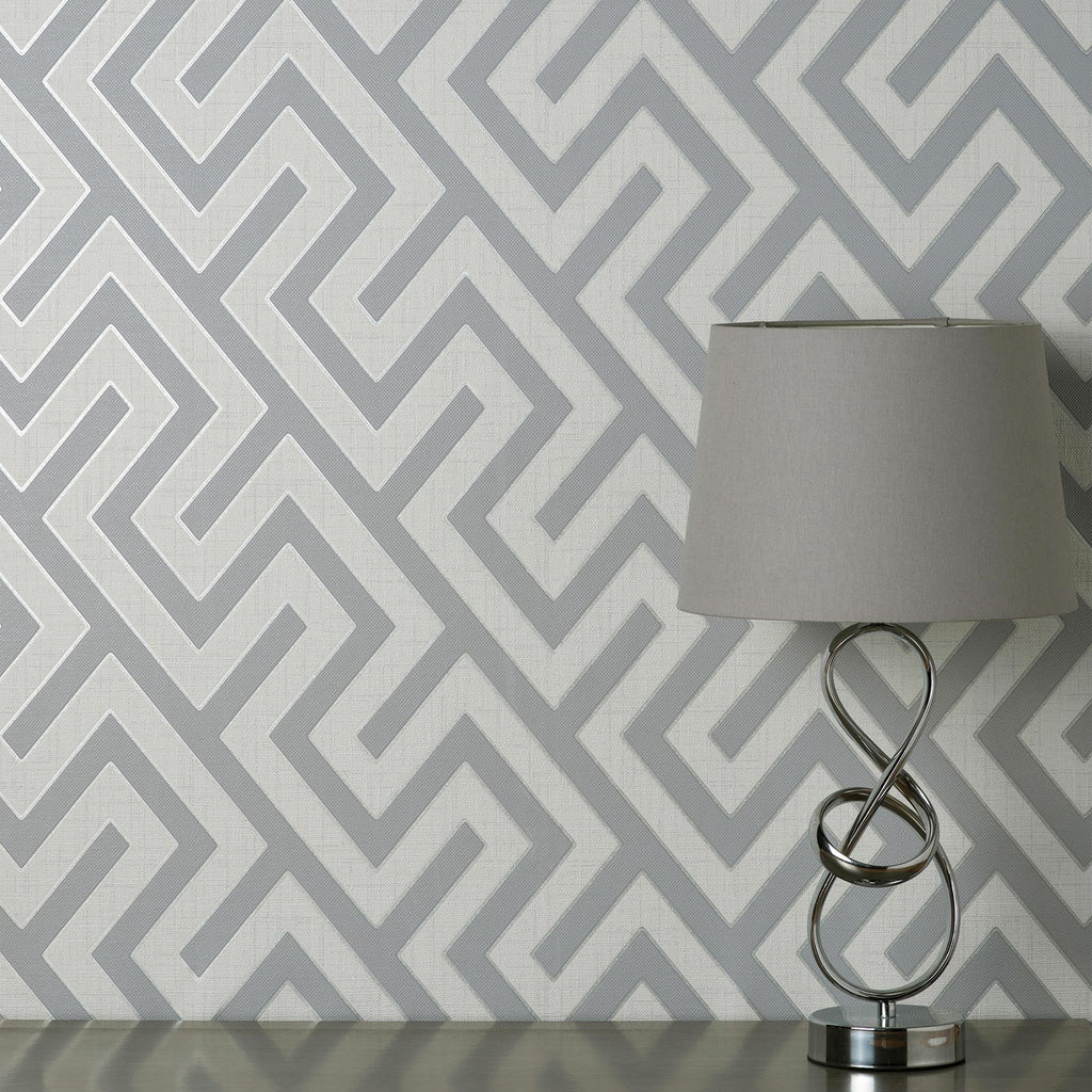 Brewster Home Fashions Meander Geo Light Grey Wallpaper