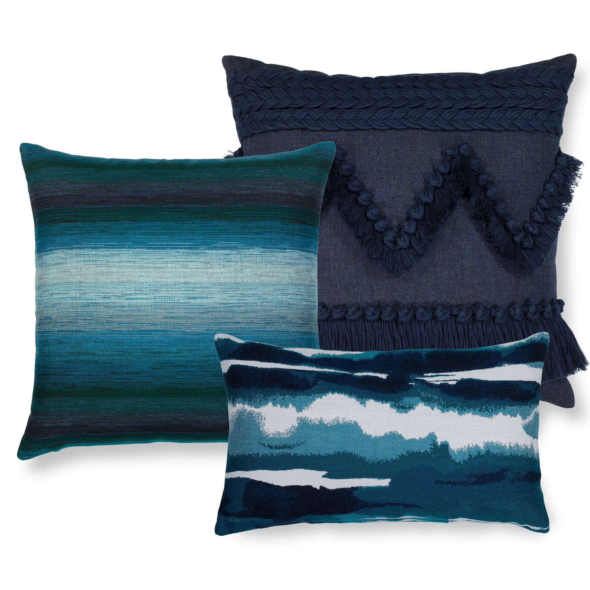 Elaine Smith Impression Deep Sea Lumbar Blue Pillow DecoratorsBest