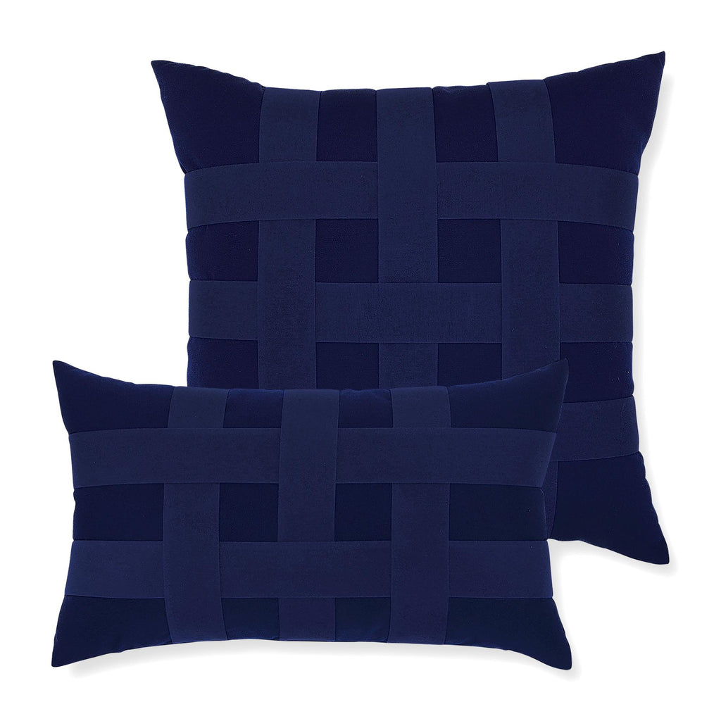 Elaine Smith Basketweave Navy Lumbar Blue Pillow