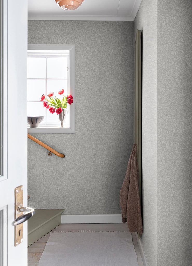 A-Street Prints Kristina Light Grey Botanical Soft Grey Wallpaper