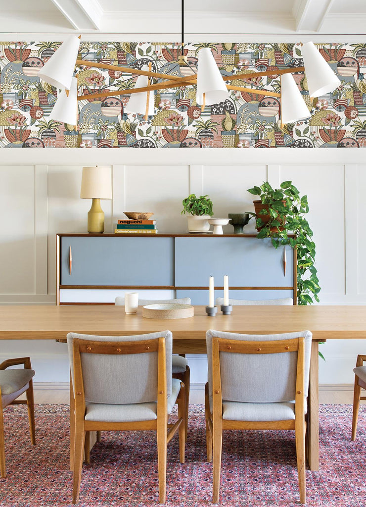 A-Street Prints Fika Blissful Birds & Blooms Mustard Wallpaper