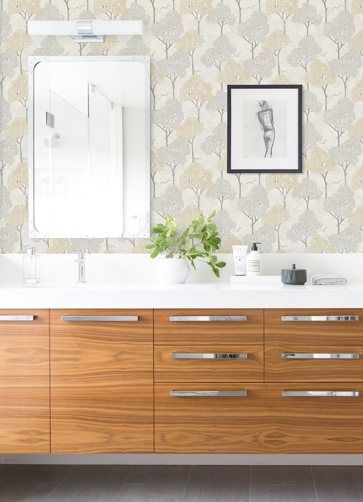 A-Street Prints Lykke Textured Tree Neutral Wallpaper