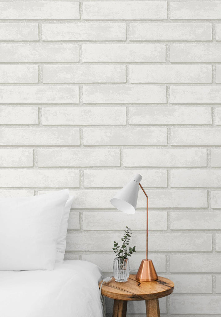 Seabrook Monarch Brick Gray Wallpaper