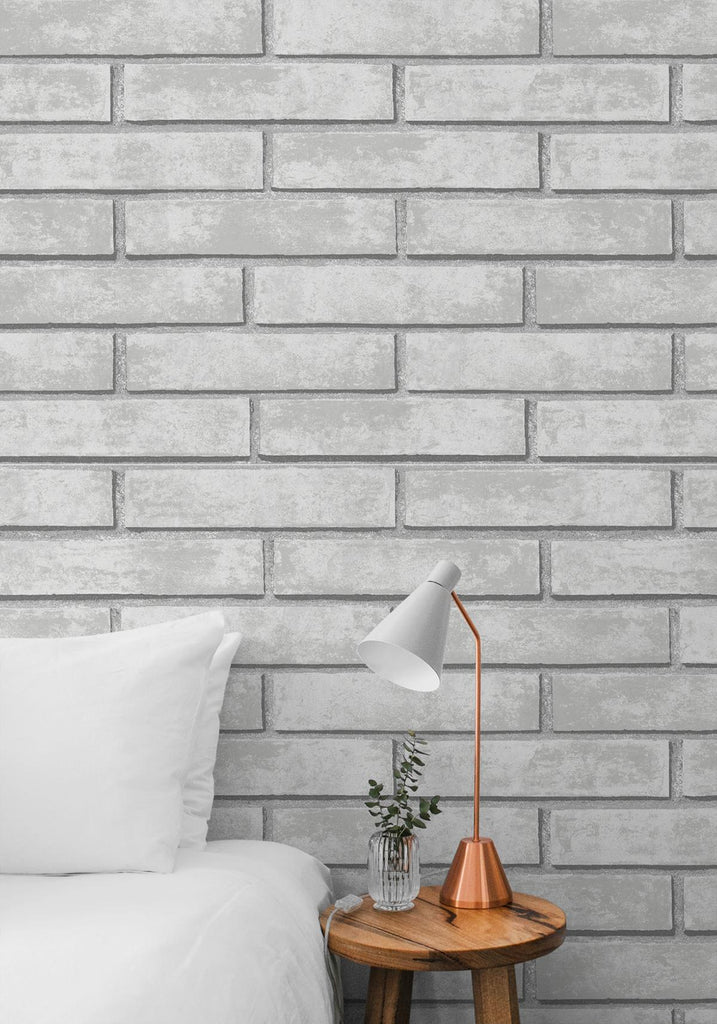 Seabrook Monarch Brick Gray Wallpaper