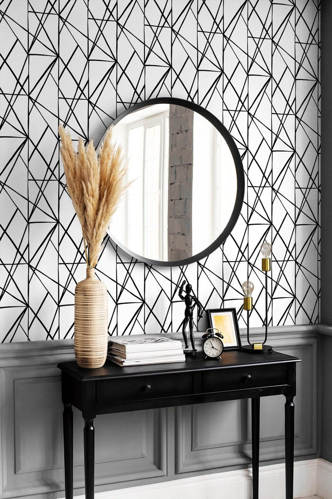 Seabrook Quartz Geo Black Wallpaper