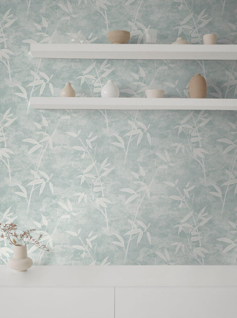 Seabrook Honshu Bamboo Blue Wallpaper