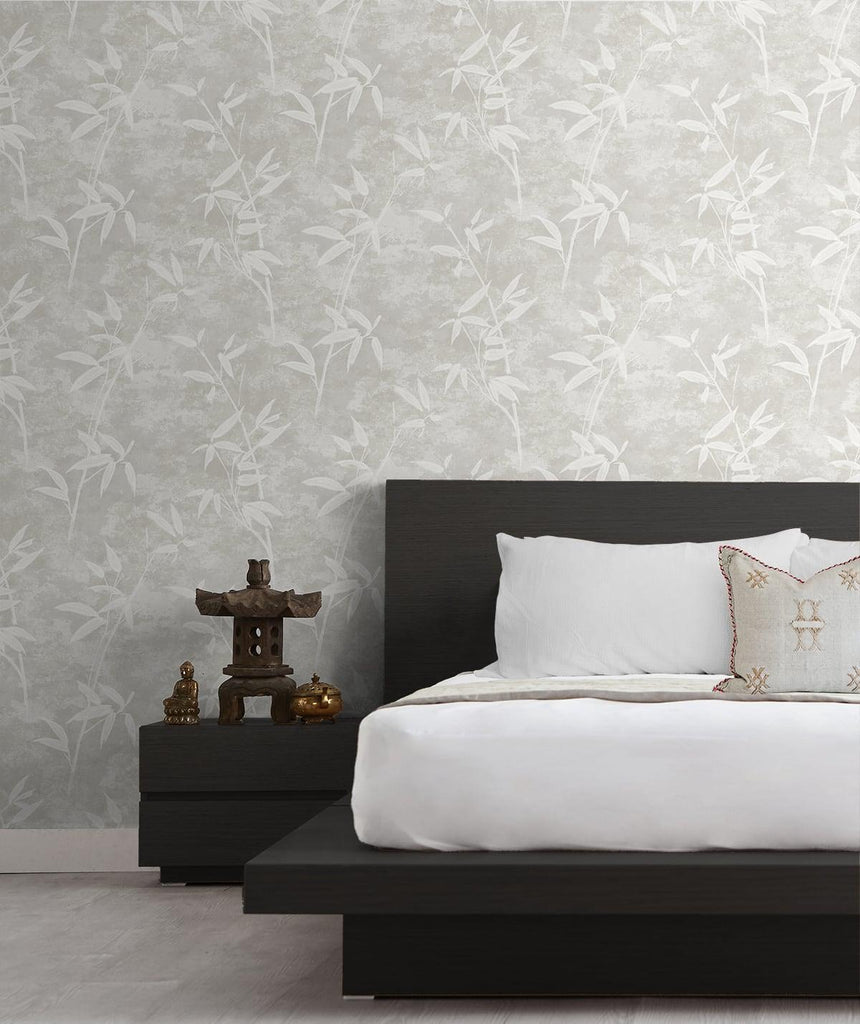 Seabrook Honshu Bamboo Grey Wallpaper