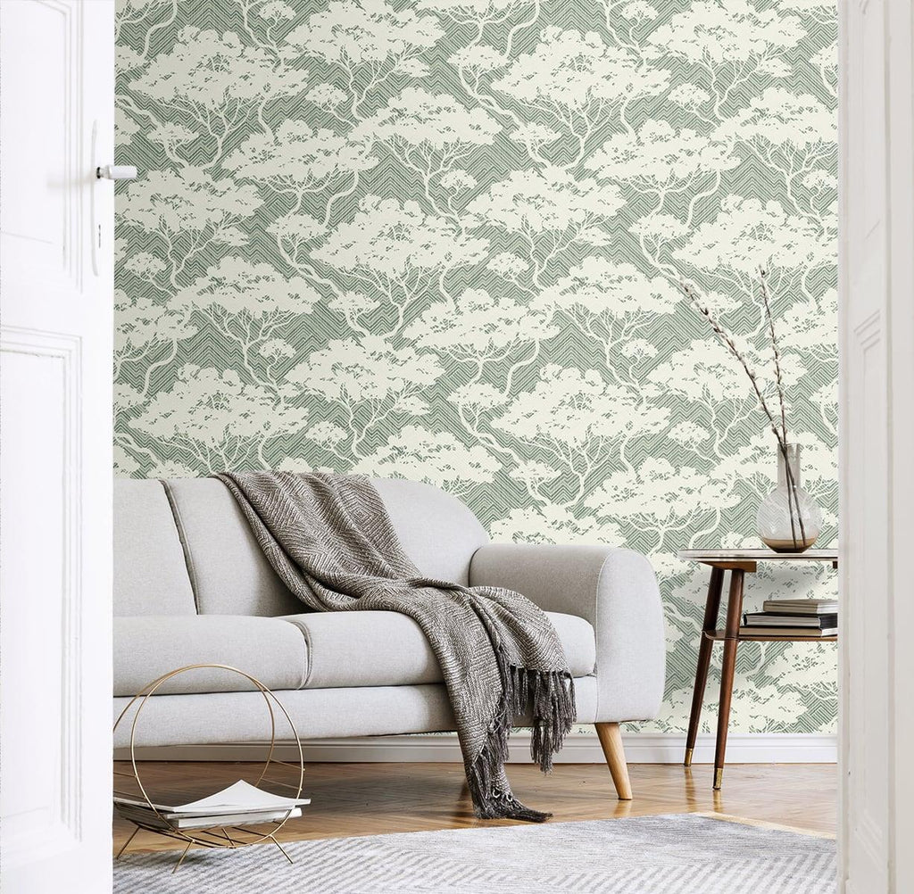 Seabrook Nara Stringcloth Green Wallpaper