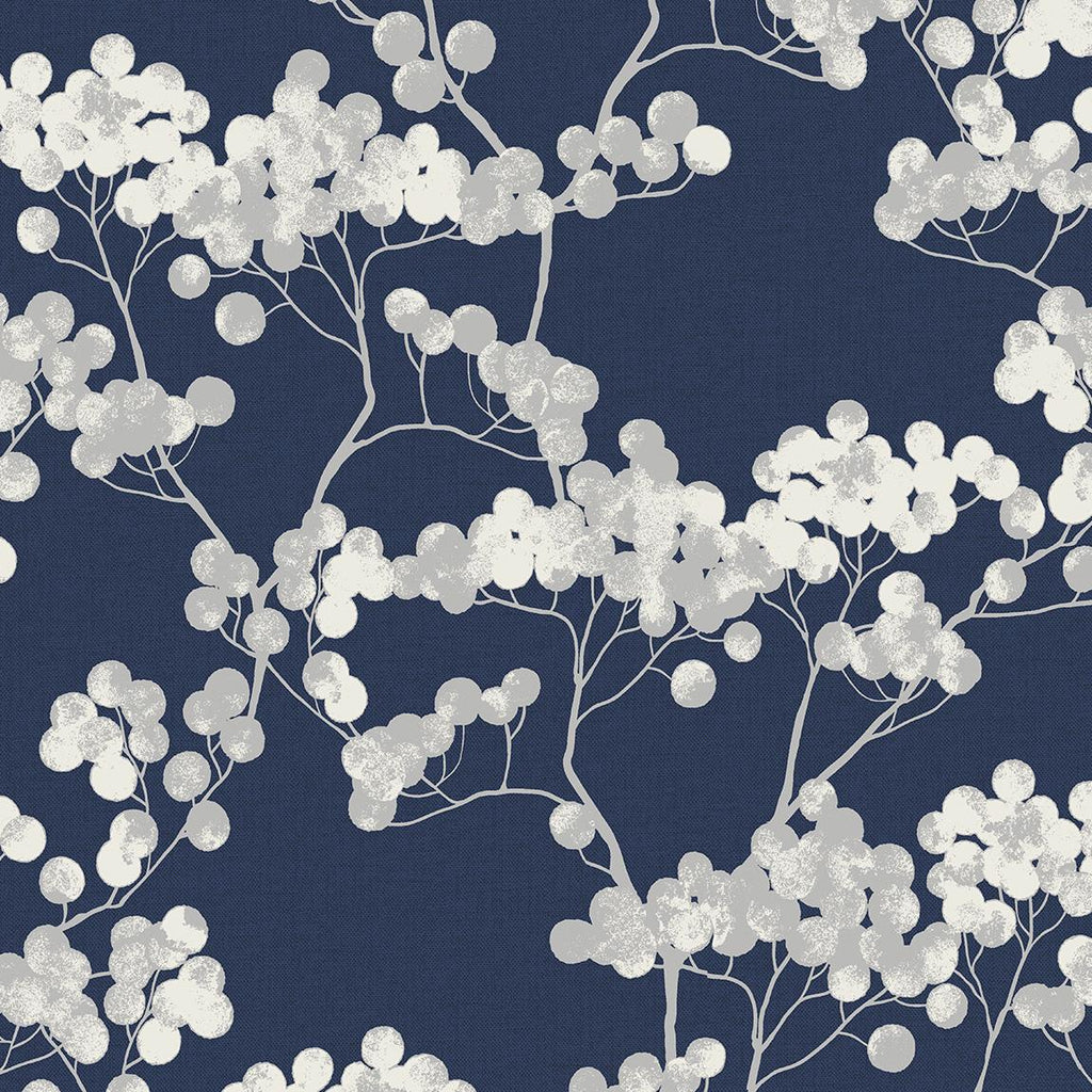 Seabrook Bayberry Blossom Blue Wallpaper