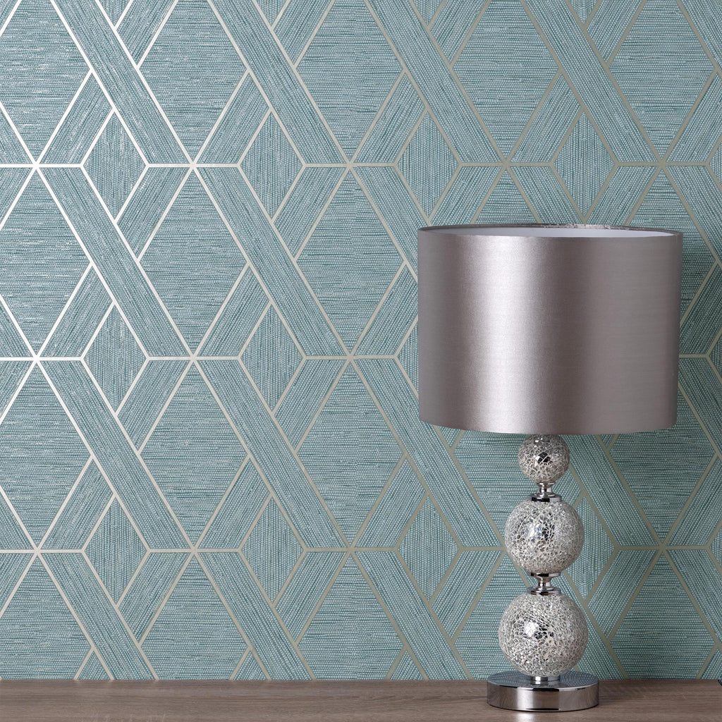 Brewster Home Fashions Malcolm Geo Teal Wallpaper