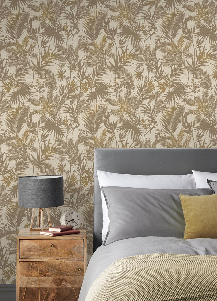 Brewster Home Fashions Saura Frond Brown Wallpaper