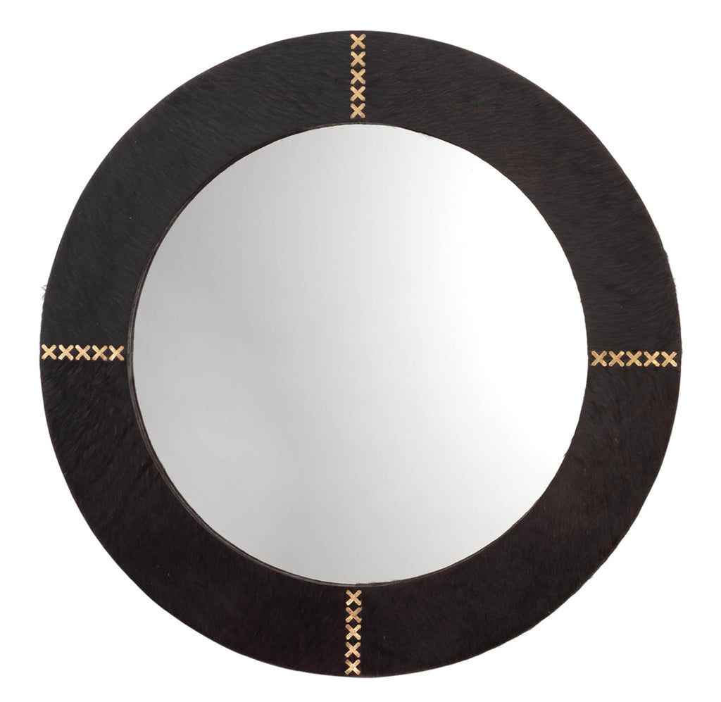 Jamie Young Round Cross Stitch Espresso Mirrors