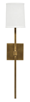 Jamie Young Minerva Wall Sconce, Antique Brass With White Linen Shade