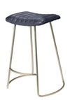 Decoratorsbest Theo Leather Counter Stool, Grey