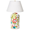 Dana Gibson Chintz Tea Caddy Lamp In Pinks And Greens