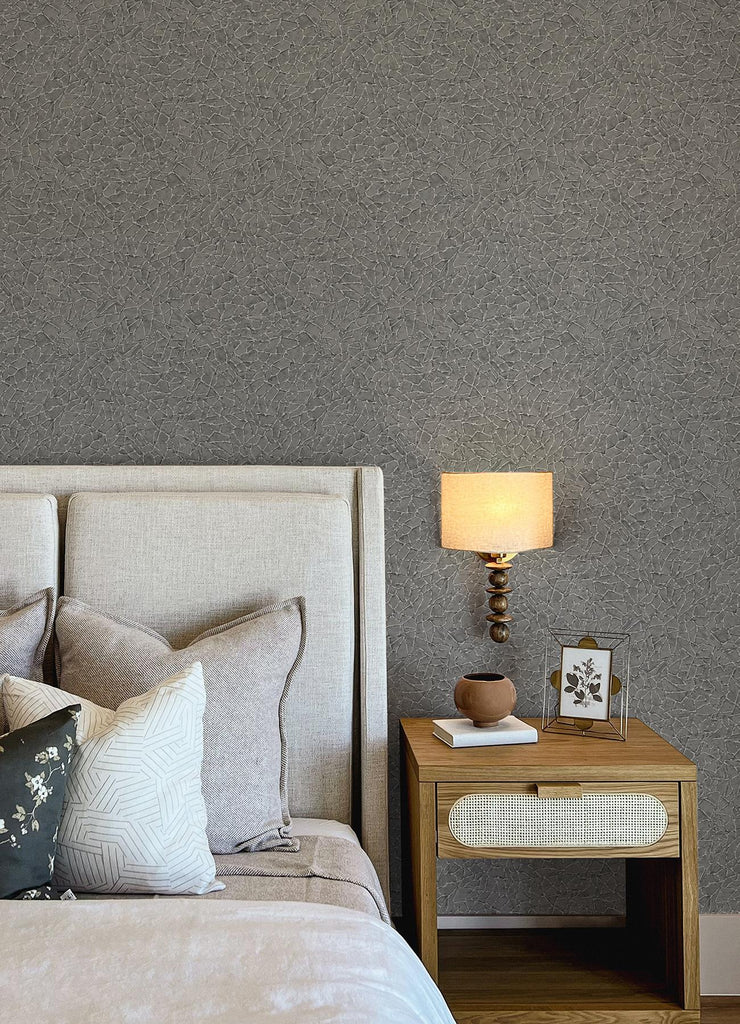 A-Street Prints Soma Metallic Crackling Sterling Wallpaper