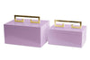 Couture Avondale Boxes [Set Of 2] Lilac And Gold High Gloss Lilac Lacquered Box With Gold Leaf Handle Decorative Accent