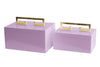 Couture High Gloss Lilac Lacquered Box With Gold Leaf Handle Avondale Boxes [Set Of 2] Lilac And Gold