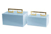 Couture High Gloss Light Blue Lacquered Box With Gold Leaf Handle Avondale Boxes [Set Of 2] Little Boy Blue