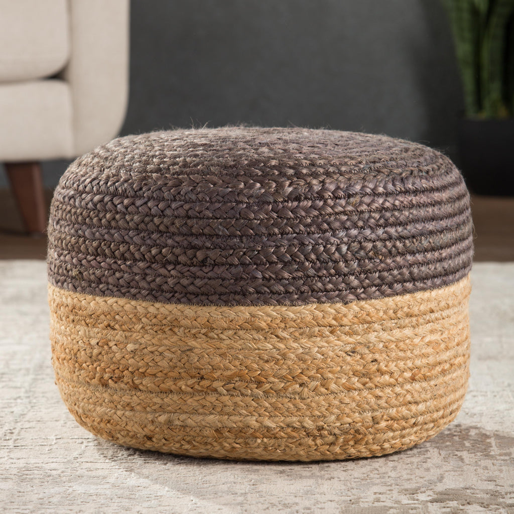 Jaipur Living Oliana Ombre Natural Brown/ Beige Cylinder Pouf