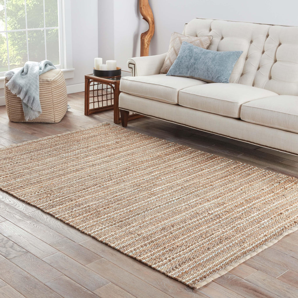 Jaipur Living Cornwall Natural Striped Beige/ Blue Area Rug (3'6"X5'6")