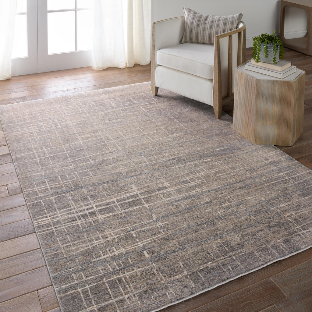 Jaipur Living Pinon Striped Silver/ Taupe Area Rug (5'X8')