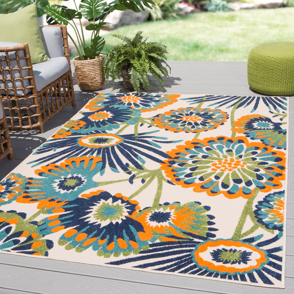 Jaipur Living Balfour Indoor/ Outdoor Floral Navy/ Multicolor Area Rug (8'8"X11'10")