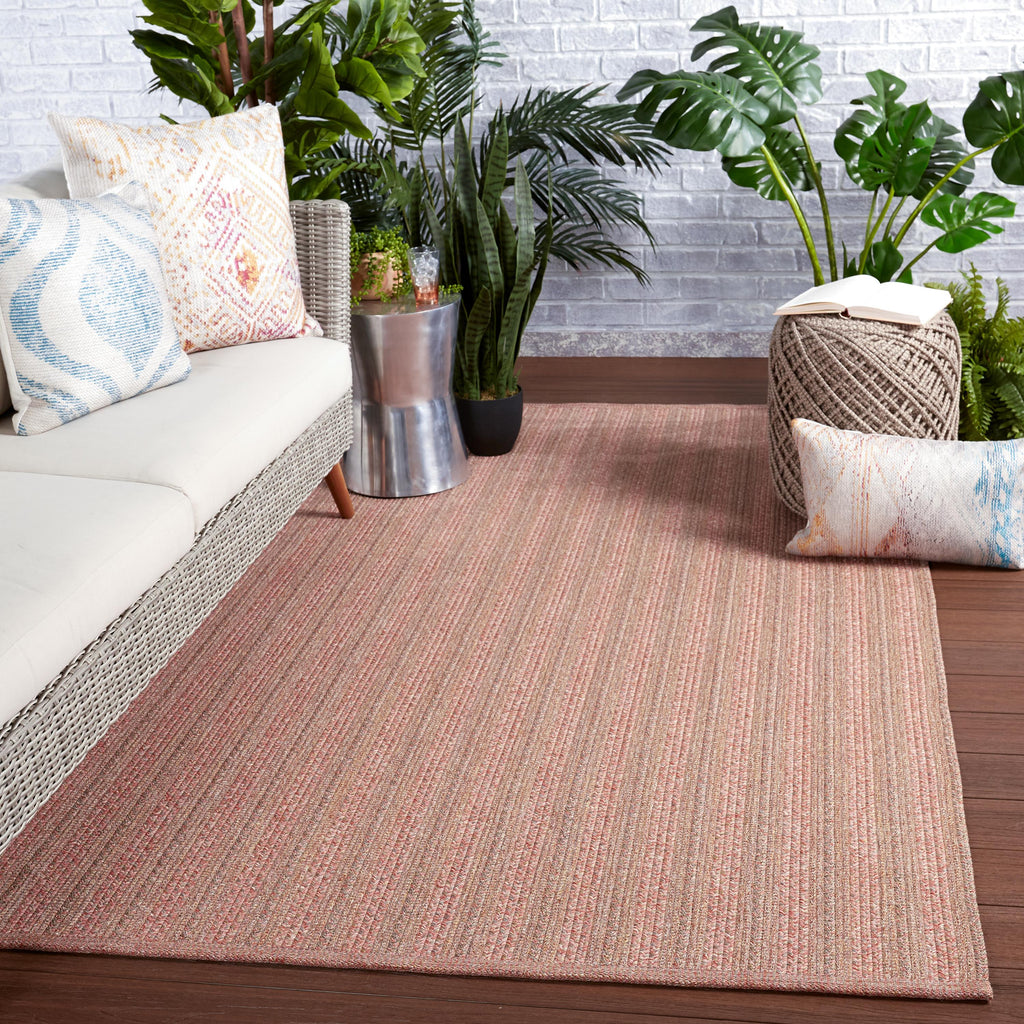 Jaipur Living Topsail Indoor/ Outdoor Striped Rose/ Taupe Area Rug (2'X3')