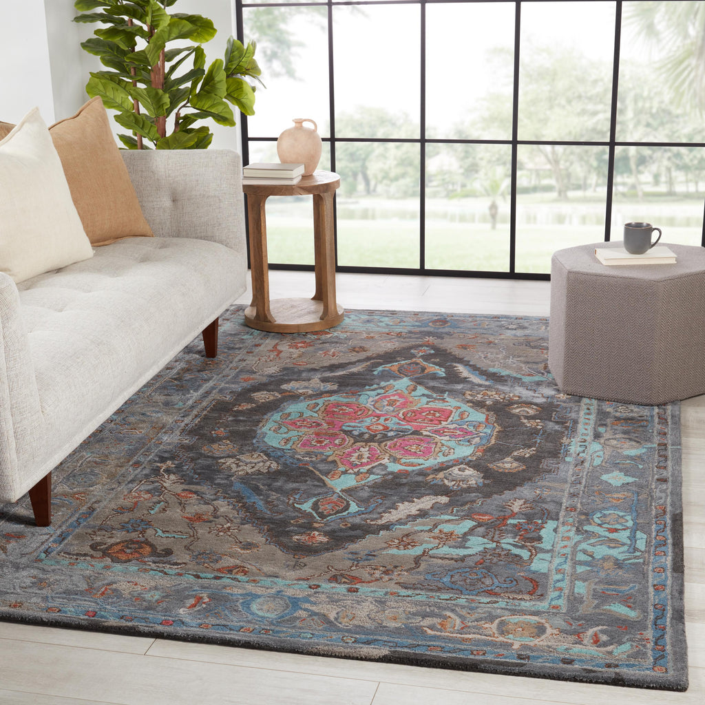 Jaipur Living Raisa Handmade Medallion Gray/ Aqua Area Rug (5'X8')