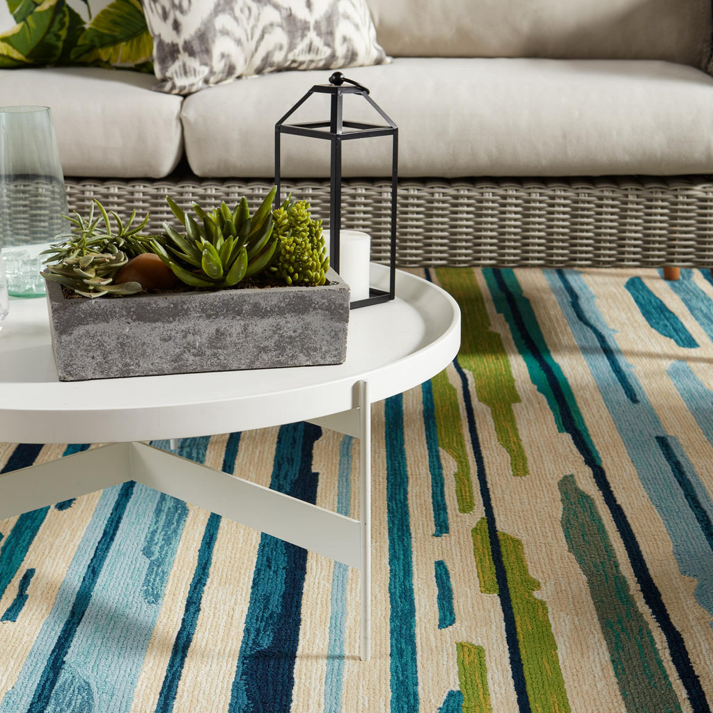 Jaipur Living Sketchy Lines Indoor/ Outdoor Abstract Blue/ Green Area Rug (3'6"X5'6")