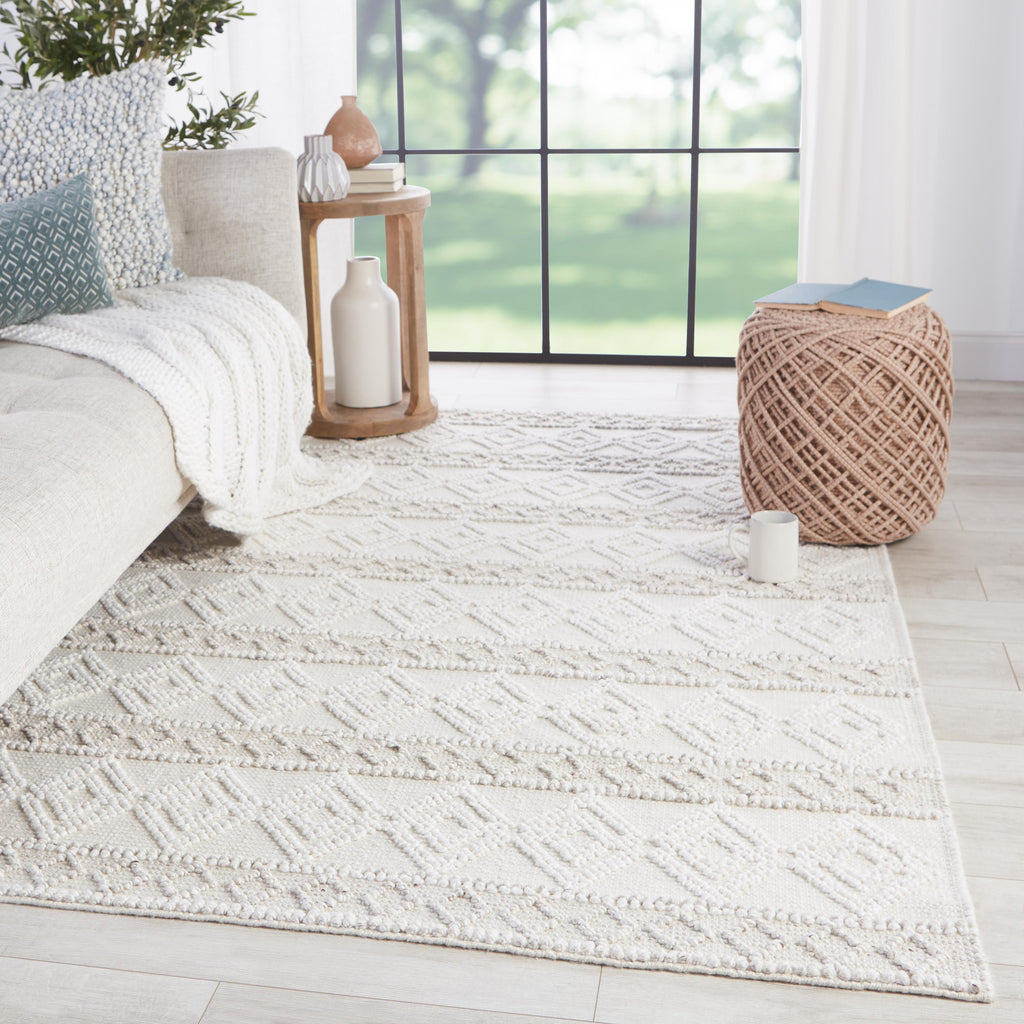 Jaipur Living Adelie Indoor/ Outdoor Trellis White/ Light Gray Runner Rug (2'6"X8')