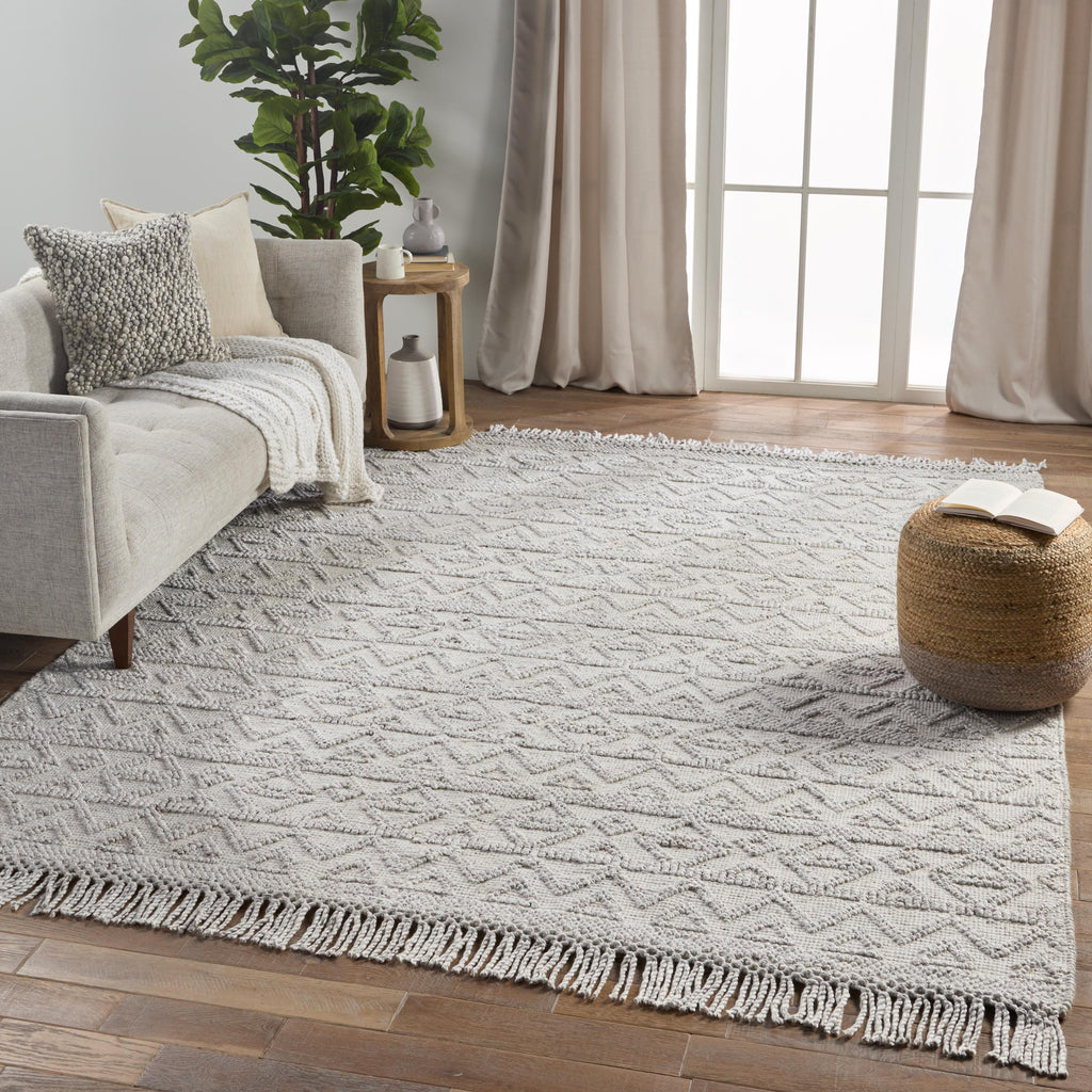 Jaipur Living Frise Indoor/ Outdoor Geometric Ivory/ Light Gray Area Rug (9'X12')