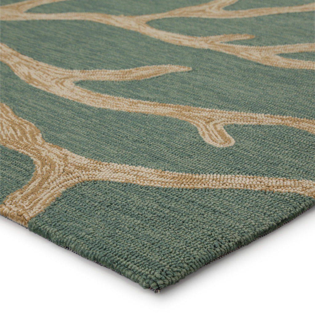 Jaipur Living Coral Indoor/ Outdoor Abstract Teal/ Tan Area Rug (3'6"X5'6")