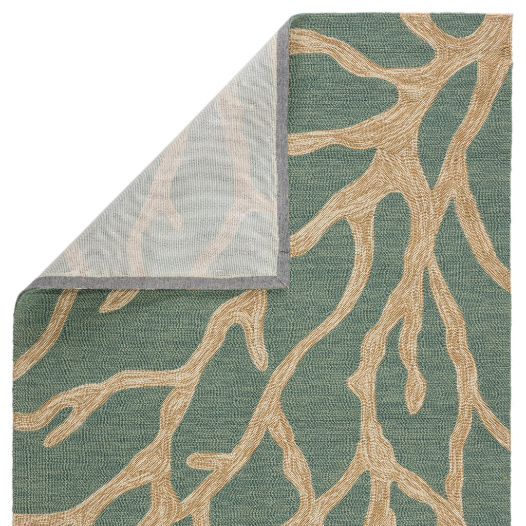 Jaipur Living Coral Indoor/ Outdoor Abstract Teal/ Tan Area Rug (3'6"X5'6")