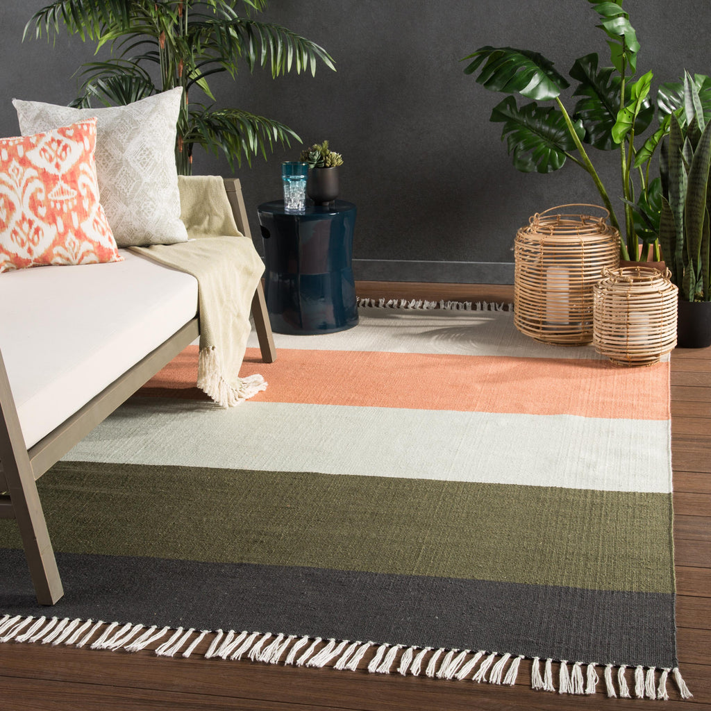 Jaipur Living Swane Indoor/ Outdoor Striped Coral/ Green Area Rug (5'X8')