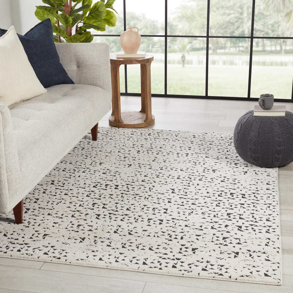 Vibe By Jaipur Living Avis Trellis Ivory/ Black Area Rug (6'7"X9'6")