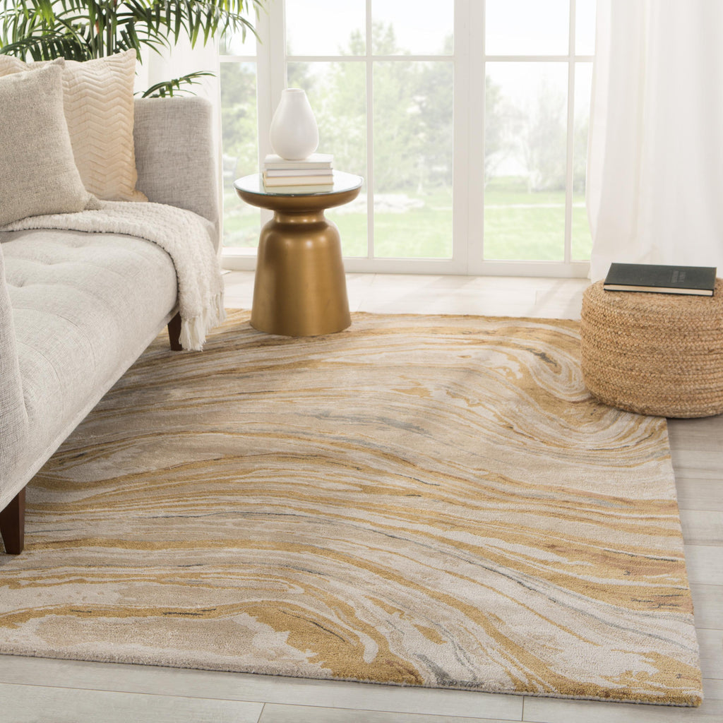 Jaipur Living Atha Handmade Abstract Gold/ Beige Area Rug (2'X3')