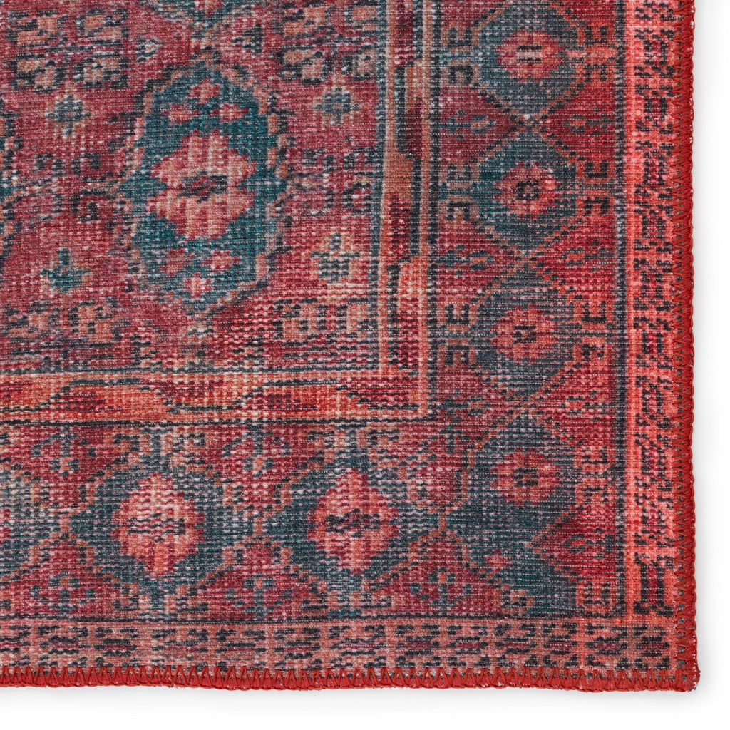 Kate Lester + Jaipur Living Kalinar Damask Dark Red/ Blue Runner Rug (2'6"X10')